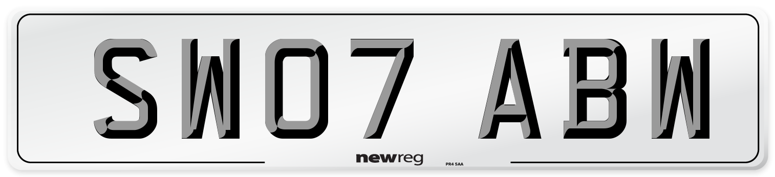 SW07 ABW Number Plate from New Reg